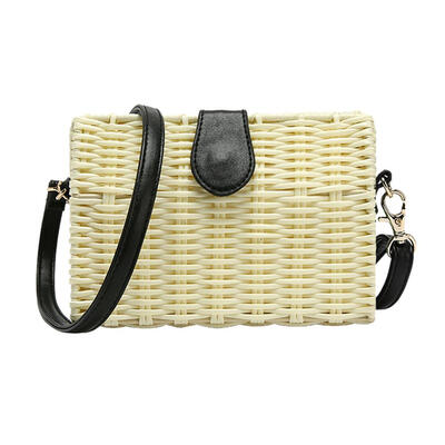 

Solid Color Shoulder Messenger Handbags Women Flap Woven Crossbody Bags
