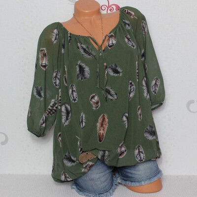 

Plus Size Women Summer Casual Chiffon Off Shoulder V-neck Tunic Blouse Shirts