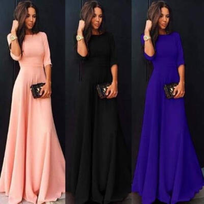 

2018 New Fashion Womens Long Chiffon 34 Sleeve Evening Formal Party Prom Ball Gown Maxi Dress