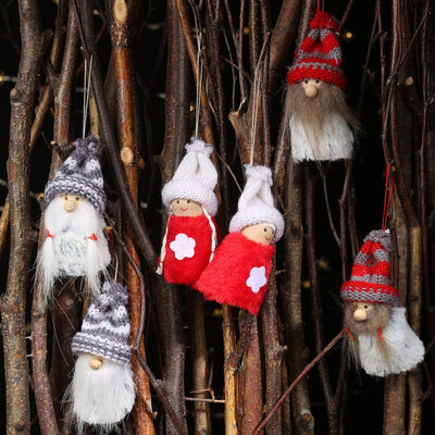 

6Pcs Girl Doll Plush Toy Hanging Pendant Christmas Tree Window Closet Decor