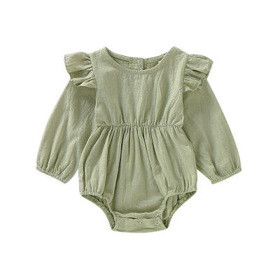 

Newborn Baby Girls Romper Bodysuit Jumpsuit Long Sleeve Ruffled Autumn Outfit 0-24M