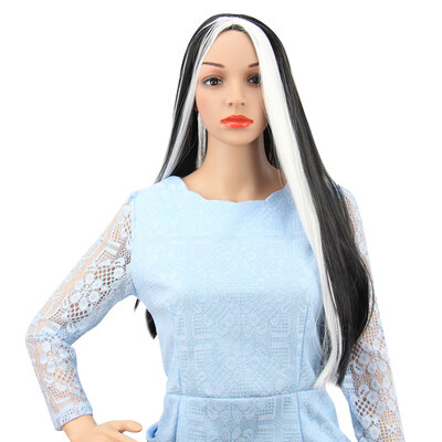 

Long Straight Mixed Colors Black White Wigs Halloween Witch Cosplay Party Supply