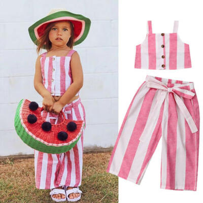 

Baby Girl Kids Summer Toddler Outfits Clothes T-shirt TopsSummer Pants 2PCS Set