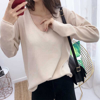 

2019 Cashmere Knitted Sweater Women Pullovers Turtleneck Autumn Winter Basic Women Sweaters Korean Style loose Black sweater