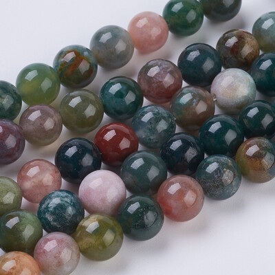 

Natural Indian Agate Beads Strands Round DarkGreen 8mm Hole 1mm