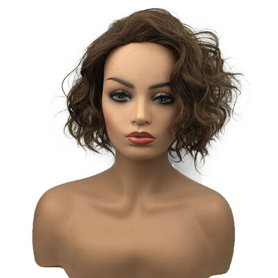 

StrongBeauty Short Wavy Brown Bob No Bangs Full Synthetic Wig