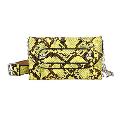 

Snake Print Chain Shoulder Women Waist Fanny Belt Packs Leather Chest Bags