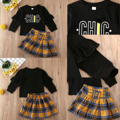 

Toddler Baby Girl Sweatshirt Clothes Set Sweater Coat Tops Mini Skirt Outfits