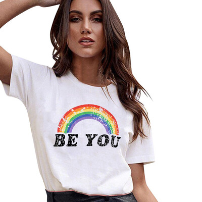 

Starmoon Womens Casual Short Sleeve Letter Round Neck Printed T shirts Blouse Tops