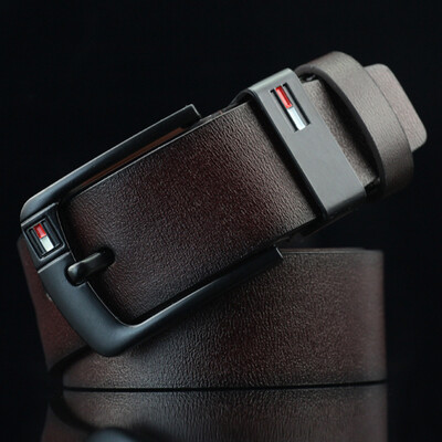 

Fashion Vintage Men Faux Leather Belt Metal Pin Buckle Fastening Solid Color Business Belt