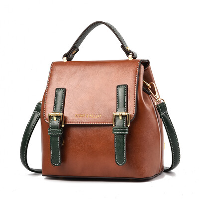 

Retro backpack womens double shoulder new England Korean version of soft leather Joker fashion PU female student bags