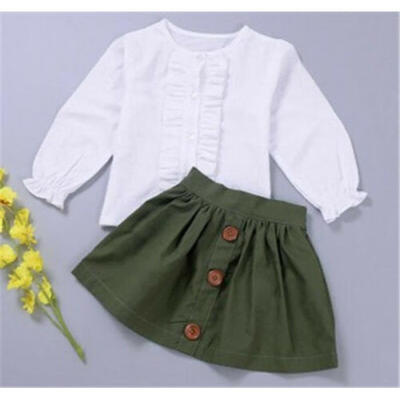

US Cute Toddler Kid Baby Girl Tops T-shirt Skirt 2pcs Outfits Clothes Casual Set