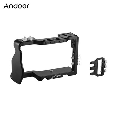 

Andoer Camera Cage & Top Handle & 15mm Rod Baseplate Kit Film Movie Making Video Cage Stabilizer Aviation Aluminum with Cold Shoe
