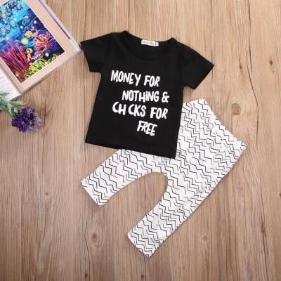 

2Pcs Infant Newborn Baby Boy Girls Summer T-shirt TopsPants Clothes Outfit Sets