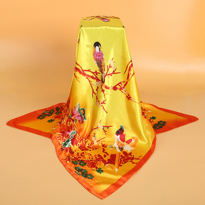

Simulation silk scarf spot wholesale 90cm satin large square scarf Yiwu scarf factory direct sales special gift
