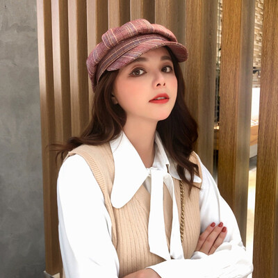 

Tailored Winter Vintage Women Winter Plaid Hat Newsboy Beret CapBerets