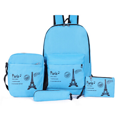 

Tailored 4Pcs Women Students Nylon School BackpackCrossbody BagClutch BagPen Bag