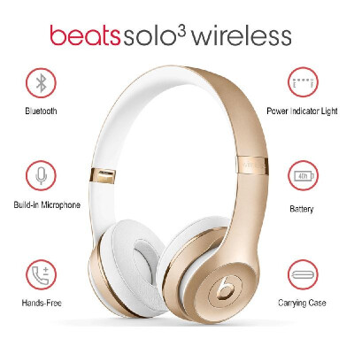 

Beats Solo3 Wireless Bluetooth Headphones On Ear Gaming Headset Music Earphone Hands-free with Mic