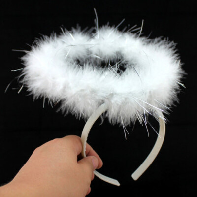 

Fluffy Halo Angel Head Band Hen Night Angel Fairy Xmas Fancy Dress Party