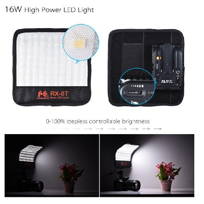 

FalconEyes RX-8T 16W Mini LED Light Dimmable 5600K CRI94 Flexible Cloth On-camera Lamp Daylight Splash-proof for Video Studio Phot