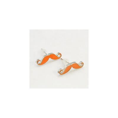 

Fashion Moustache Ear Studs Alloy Enamel Earrings with Iron Pins&Plastic Ear Nuts Platinum Metal Color DarkOrange about 1