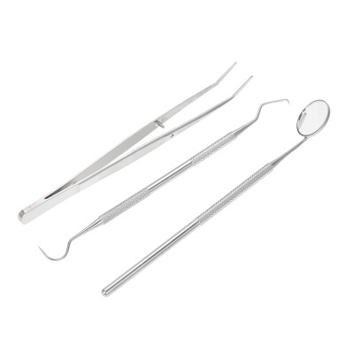 

3pcspack Dental Hygiene Tools Kit Dentist Set Dental Probe Mirror Tweezers Stainless Steel Teeth Care Cleaning