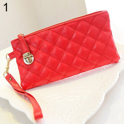 

Womens Soft Rhombus PU Leather Clutch Wallet Long Card Holder Purse Handbag