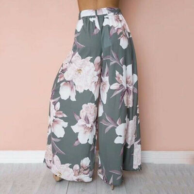 

SUNSIOM Women Boho Floral Long Pants Palazzo Baggy Wide Leg Summer Casual Yoga Trousers