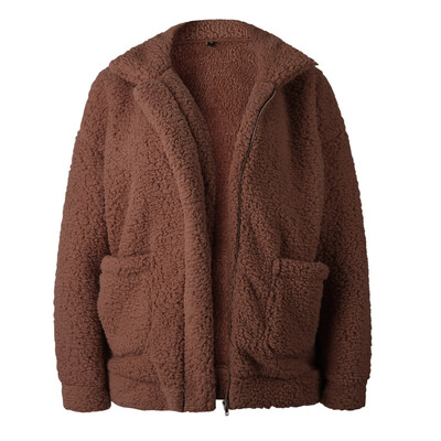 

Fashion Woman Fake Fur Coat Loose Long Sleeve Warm Fleece Basic Jacket Outwear