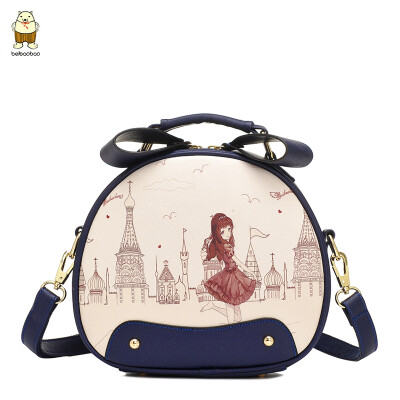 

Japan&South Korea cute girls messenger bag leisure new round bag printed cartoon shoulder bag portable tide