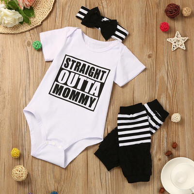 

Infant Kids Baby Girl Letters RomperLeg WarmerHeadband Clothes Outfit Set 70