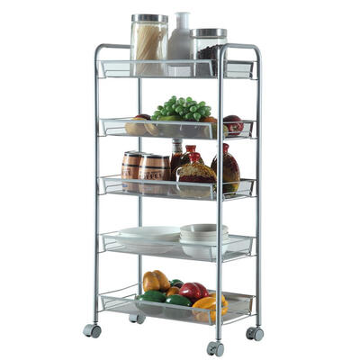 

Honeycomb Mesh Style 5 Layers Removable Storage Cart Organizer Silver