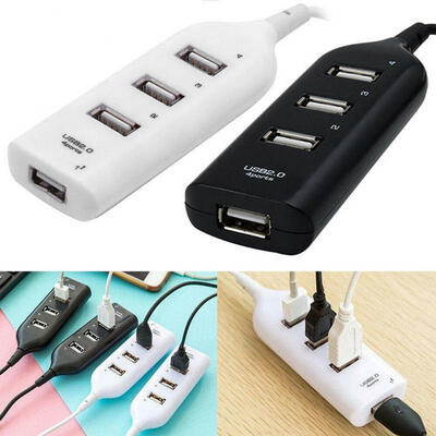 

USB HUB 20 4 Port High Speed Multi 31 Port Splitter Black New Compact Adapter