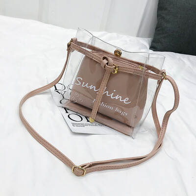 

Tailored Women Summer Small Bag Transparent Jelly Bag Wild Simple Shoulder Bag Set 2pcs