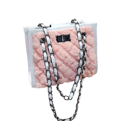 

Girls Casula Handbags Women Plaid Embroidered Line Single Shoulder Bag Solid Color Plush Messenger Crossbody 2019 Bags