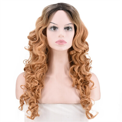 

Gobestart Women Natural Party Cosplay Long Wave Wig Mix Colors Curly Wavy Synthetic Wigs