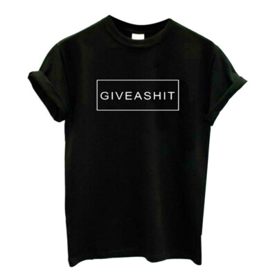 

GIVEASHIT Letter Printed Black White Tshirts Summer Casual Polyester Short Sleeve Tees Tops Brand Loose Couple T-shirt Tops