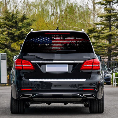

American USA Flag Eagle Car Truck Back Window Graphic Decal Perforated Sticker