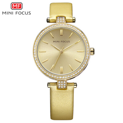 

MINI FOCU Fox Womens Watch Quartz Watch Fashion Diamond Leather Belt Steel Strap Waterproof MF0039L