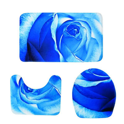 

3pcsset Rose Printed Non Slip Water Absorb Floor Rugs Carpet Bath Mats
