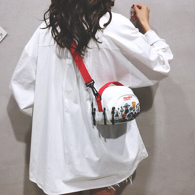 

Personality small bag female 2019 new Korean version of the cartoon graffiti mini bag ins super fire canvas shoulder Messenger bag
