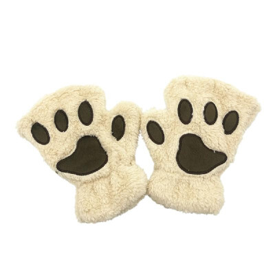 

Women Super Lovely Bear Plush Cat Paw Claw Glove Soft Winter Fingerless Mitten Gloves