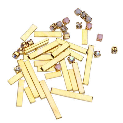 

Fashion DIY Nail Art Jewelry Gold Bar Colored Rhinestone Manicure Tip Decor