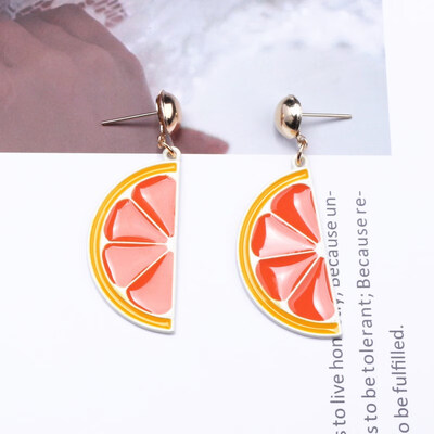 

EK438 Acrylic Earring Cute Small Round Orange Lemon Summer Earrings Fruit Jewelry For Women Girls Valentines Day Gift Wholesale