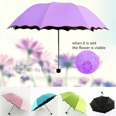 

Anti-UV Sun Rain Umbrella Parasol Protection Windproof Flower Folding Travel Hot