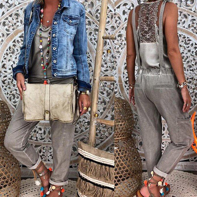 

Tailored Womens Fashion Summer Casual Solid Color Bib Pastoral Simple Jumpsuit Bib