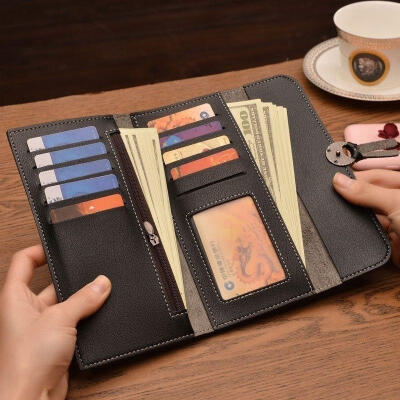 

new retro women purse wallet long card holder clutch leather PU wallets Crown