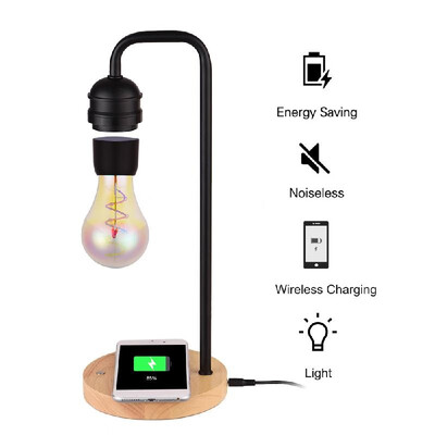 

LED Table Magnetic Light Lamp Bulb Floating Levitating Atmosphere Night Light with Wireless Charger for iPhone Android Office Home