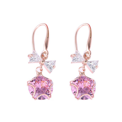 

Fashion Women Butterfly Bow Pendant Cubic Zirconia Long Dangle Hook Earrings