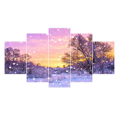 

5 Piece HD Printed Canvas Paintings Snowing Posters Wall Art Pictures Decor